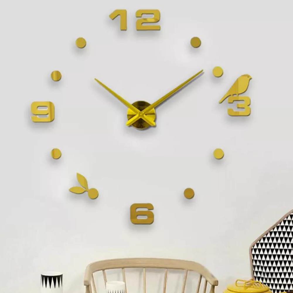 Bộ Máy và kim đồng hồ treo tường màu vân gỗ mã số K315-G dùng cho đồng hồ  dán tường, đồng hồ 3D, đồng hồ Decor kich thước lớn